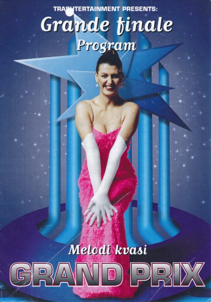 Plakat for finalen av Melodi Kvasi Grand Prix, ledet av Daisy (tidl. Désirée) Hafstad.